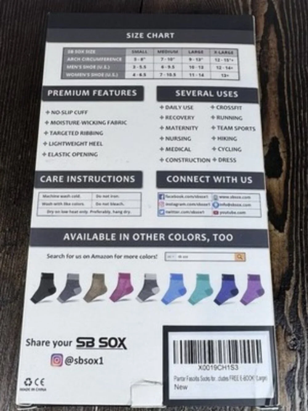 2x Compression Foot Sleeves - Men Women SB SOX Arch Support & Pain Relief Large